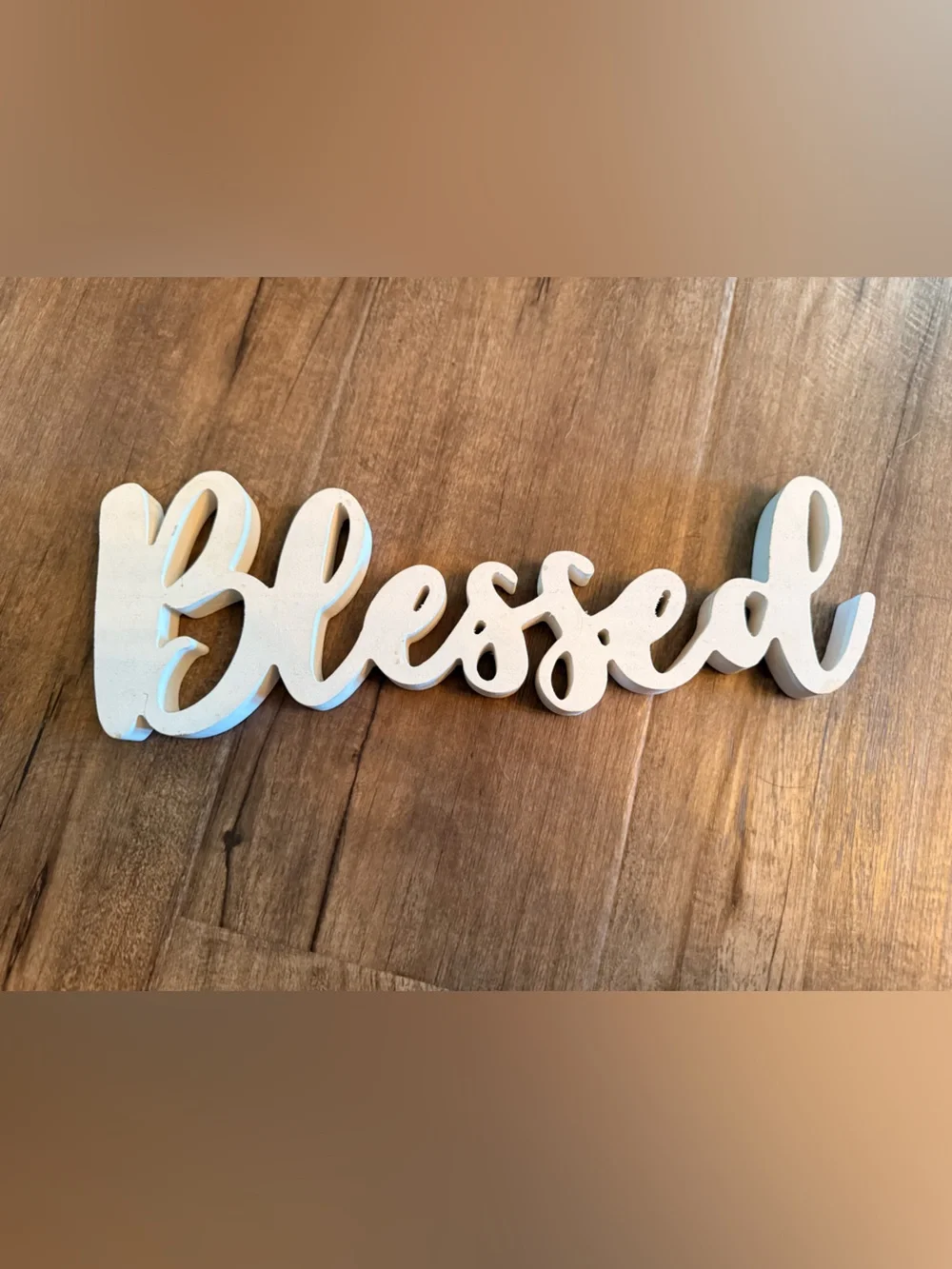 Hobby Lobby White 'Blessed' Script Wooden Wall Word